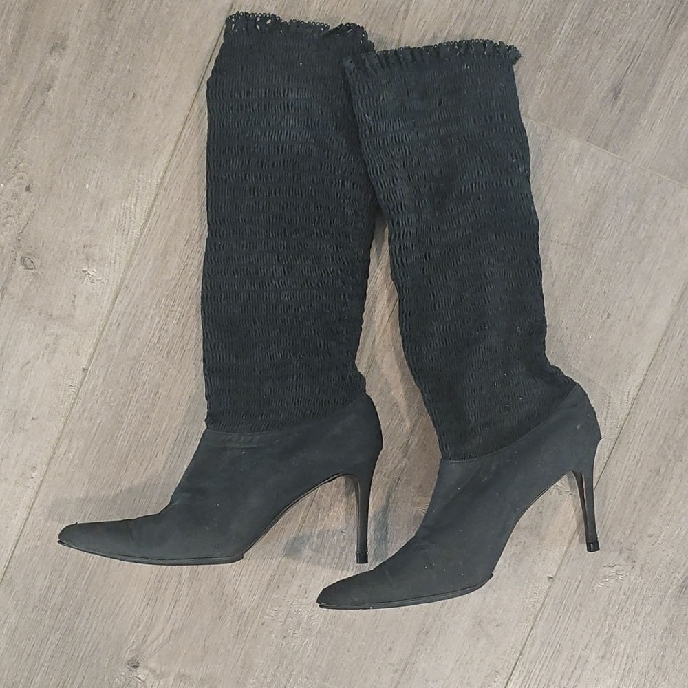 Alexandra Neel Black Heeled Boots Sleek Stiletto Design Sz 35
